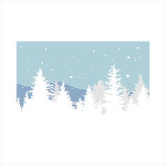 Obraz premium Beauty Snow Rain on The Pine Evergreen Fir Hemlock Spruce Conifer Cedar Tree Forest Vector Illustration