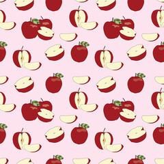 Ripe Red apples seamless pattern vector Design