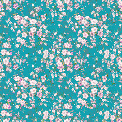 Watercolor seamless hand drawn pattern with beautiful wildflowers