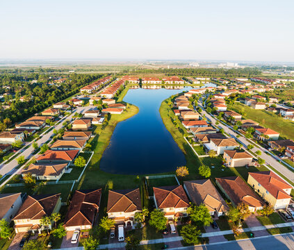 Aerial view of suburbs
