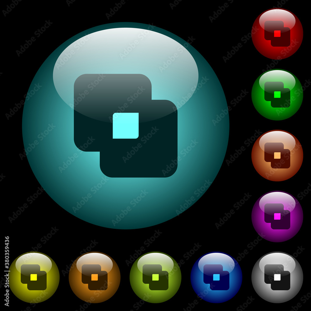 Poster exclude shapes icons in color illuminated glass buttons