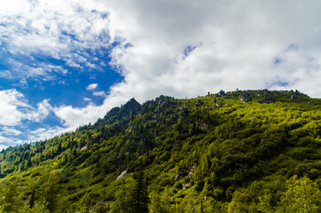 View from high mountain. clouds in the sky