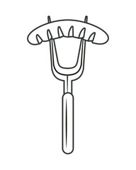 fork with sausage food isolated icon