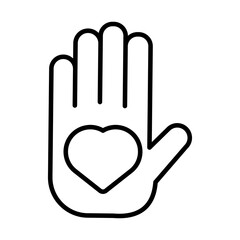 hand with heart love symbol line style icon