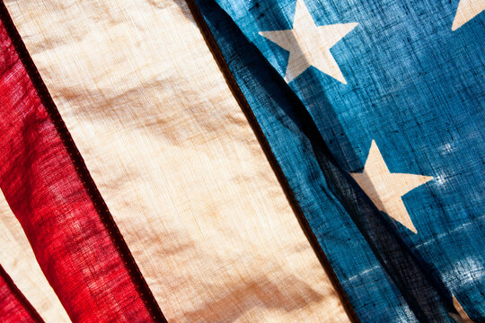 Close-up view of antique American flag
