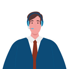 Man operator with headphone design, Call center technical service online support service telemarketing and contact theme Vector illustration