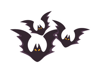 halloween bats flying isolated icons