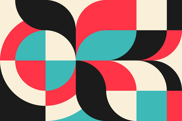 Obraz premium Abstract vector geometric pattern, background design in Bauhaus style, for web design, business card, invitation, poster, cover.