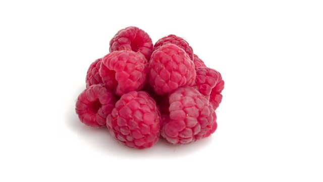 raspberry heap isolated on white background