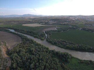 Aerial view of Guadalquivir tributary in Mengibar, Jaén , Spain