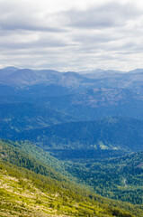 View from high mountain. clouds in the sky