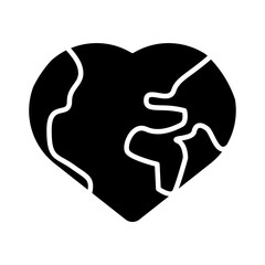 world planet earth heart shape silhouette style icon