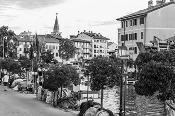GRADO (GO) (ITALY) - AUGUST 3, 2020: The harbour of Grado, Friuli Venezia Giulia. Italy