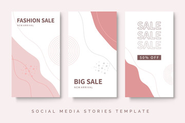 Beauty social media post stories background. Modern neutral design with feminine pink color.