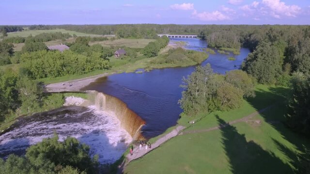 Aerial view of hte waterfall cascade in Jagala Estonia