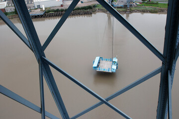 The Newport Transporter Bridge which crosses the River Usk in South Wales is one of only 10 in the...
