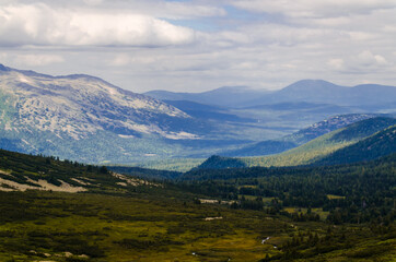 View from high mountain. clouds in the sky