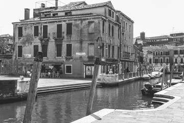 VENEZIA (ITALY) - AUGUST 9, 2020: A river running through a city