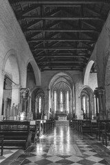 VENZONE (UD) (ITALY) - AUGUST 8, 2020: Church of Sant'Andrea Apostolo in Venzone, Friuli Venezia Giulia region, Italy