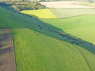 Obraz premium Aerial view of the fields at Monks Down in Wiltshire 