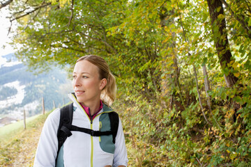 Woman hiking in mountains