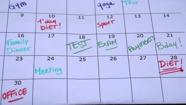 mark a deadline on the calendar, schedule appointment to be made as the days go by - day of the match - soccer football ball 