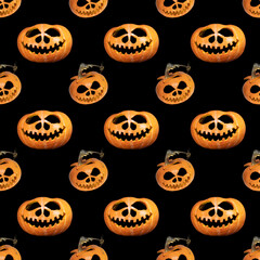 Seamless endless halloween pumpkin pattern. Festive background. For design and printing. Jack's head background. Concept for print and design