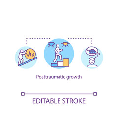 Posttraumatic growth concept icon. Mental trauma and disorder management idea thin line illustration. Self development, personal improvement. Vector isolated outline RGB color drawing. Editable stroke