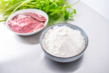 Celery and beef for dumplings
