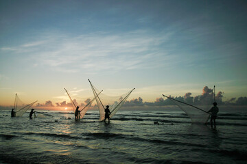 Nam Dinh, VIETNAM - August 1 :. Fishermen working in the fishing village of Hai Hau, Vietnam on...