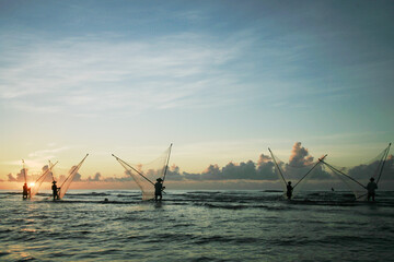Nam Dinh, VIETNAM - August 1 :. Fishermen working in the fishing village of Hai Hau, Vietnam on August 1, 2014 in Hai Hau district, Nam Dinh .