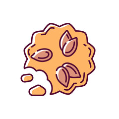 Pumpkin seed cookies RGB color icon. Delicious seasonal snack, vegetarian appetizer. Halloween and thanksgiving dessert. Healthy pastry. Isolated vector illustration