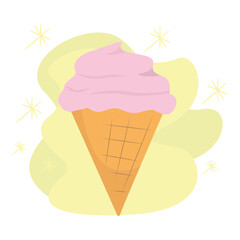Isolated ice cream cone icon. Tasty food - Vector