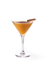 Pumpkin cocktail in glass isolated on white background