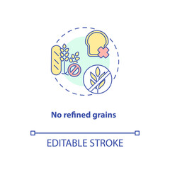 No refined grains concept icon. Organic food planing. Healthy eating ideas. Sustainable diet idea thin line illustration. Vector isolated outline RGB color drawing. Editable stroke