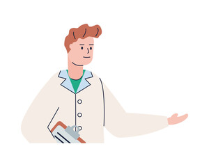 young male doctor with checklist avatar character