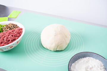 Prepare dumpling dough and beef dumpling filling