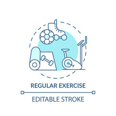 Regular exercise turquoise concept icon. Workout routine. Cardio training in gym. Body care for better sleep idea thin line illustration. Vector isolated outline RGB color drawing. Editable stroke