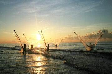 Nam Dinh, VIETNAM - August 1 :. Fishermen working in the fishing village of Hai Hau, Vietnam on...