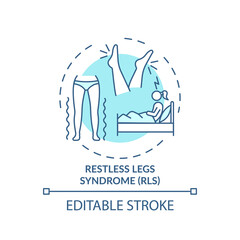Restless legs syndrome turquoise concept icon. Insomnia cause. Health problem symptom. Sleep disorder treatment idea thin line illustration. Vector isolated outline RGB color drawing. Editable stroke