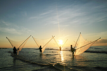 Nam Dinh, VIETNAM - August 1 :. Fishermen working in the fishing village of Hai Hau, Vietnam on...