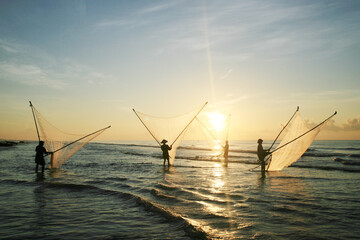 Nam Dinh, VIETNAM - August 1 :. Fishermen working in the fishing village of Hai Hau, Vietnam on...
