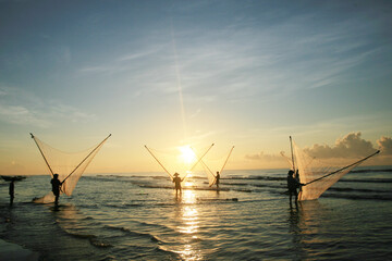 Nam Dinh, VIETNAM - August 1 :. Fishermen working in the fishing village of Hai Hau, Vietnam on...
