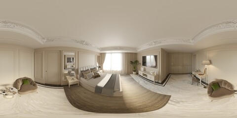 spherical panorama of the interior, 3D illustration