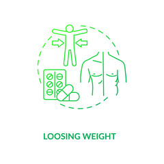 Losing weight concept icon. Probiotics health benefits idea thin line illustration. Obesity-related microbes. Blood sugar balance control. Vector isolated outline RGB color drawing.