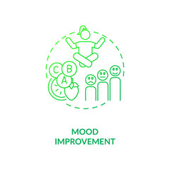 Mood improvement concept icon. Probiotics health benefits idea thin line illustration. Serotonin increasing. Decreasing stress. Mental health support. Vector isolated outline RGB color drawing.