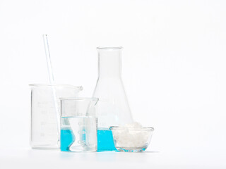 Close up inorganic chemical on white laboratory table.