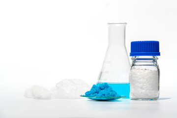 Inorganic chemical on white laboratory table.