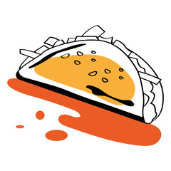 Isolated taco icon. Mexican fast food - Vector