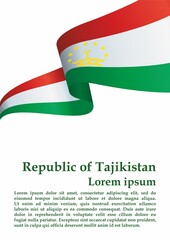 Flag of Tajikistan, Republic of Tajikistan. Template for award design, an official document with the flag of Tajikistan. Bright, colorful vector illustration.
